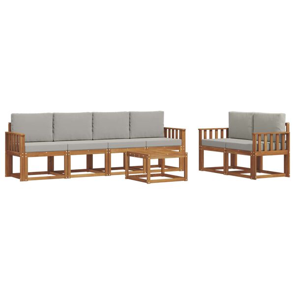 vidaXL Комплект дивани за открито 7 pcs Естествено и светло сиво