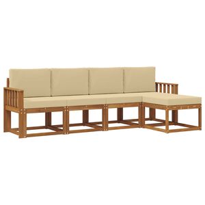 vidaXL Комплект дивани за открито 5 pcs Натурален и Бежов