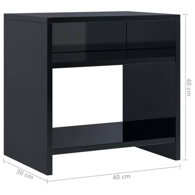 vidaXL Нощно шкафче, черно със силен гланц, 40x30x40 см, ПДЧ