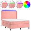 vidaXL Боксспринг легло с матрак и LED, розово, 140x190 см, кадифе