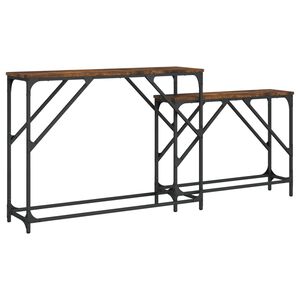 vidaXL Стифиращи конзолни маси, 2 бр, опушен дъб, инженерно дърво
