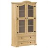vidaXL Стъклен шкаф витрина Corona 99x43x187 см бор масив