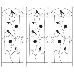 vidaXL Градска ограда 3 pcs Черно 110 x 40 cm Стомана