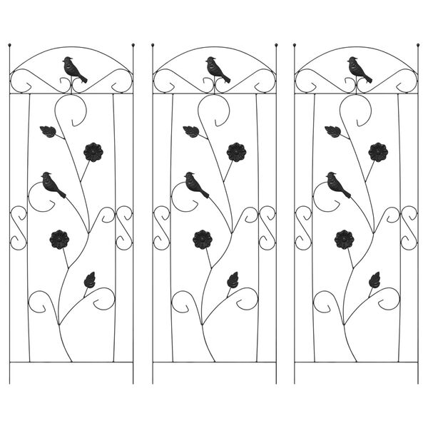 vidaXL Градска ограда 3 pcs Черно 112 x 40 см Стомана