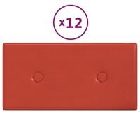 vidaXL Стенни панели 12 бр червени 30x15 см изкуствена кожа 0,54 м²