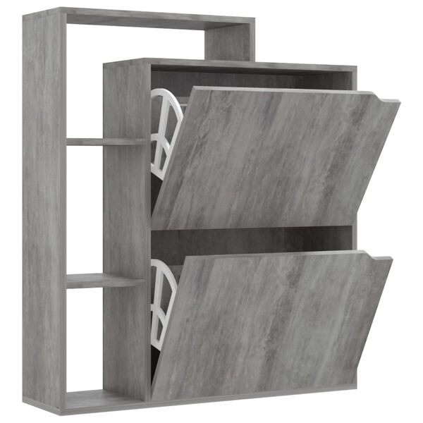 vidaXL Шкаф за обувки, бетонно сив, 79,5x24x90,5 см, ПДЧ