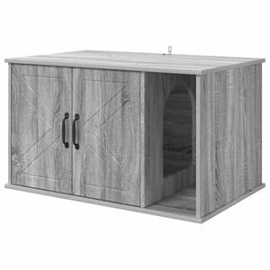 vidaXL Къща за котки Сив Сонома 85 x 55 x 50,5 см Инженерна дървесина
