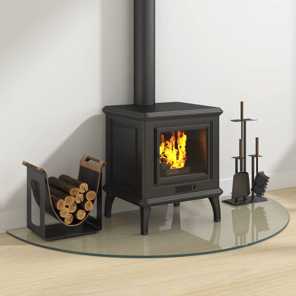 vidaXL Стъклена плоча за камина полукръгла 1200x600 мм