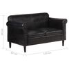 vidaXL 2-местен диван, черен, естествена кожа
