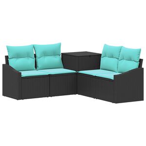 vidaXL Комплект дивани 5 бр. Черен и син 178,5 x 178,5 x 85 см
