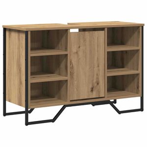 vidaXL Шкаф за мивка в баня Дъб 91 x 35 x 60 см Инженерна дървесина