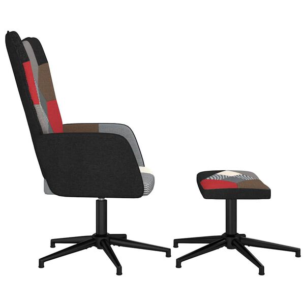 vidaXL Релаксиращ стол с табуретка, пачуърк, плат