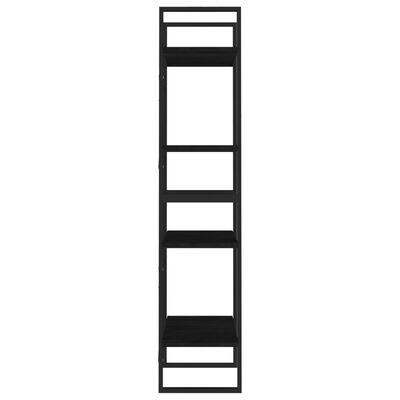 vidaXL 4-етажна библиотека, черна, 60x30x140 см, борово дърво масив