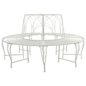 vidaXL Дървесен бенч 8 -местен &Oslash; 160 x 89 см steel Антично бяло Кръгла