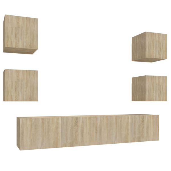 vidaXL Комплект ТВ шкафове от 6 части, сонома дъб, инженерно дърво