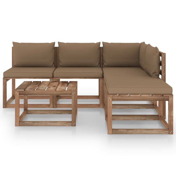 vidaXL Градински палетен комплект 6 части възглавници импрегниран бор