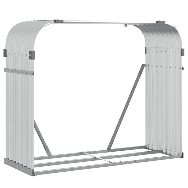 vidaXL Поставка за дърва, сребрист, 120x45x100 см, поцинкована стомана