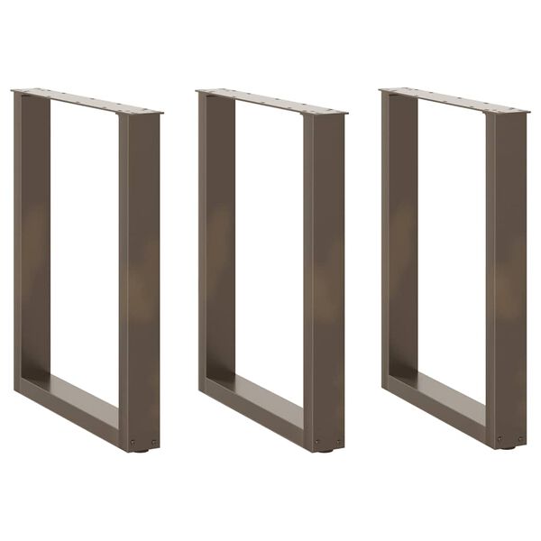 vidaXL Крака за трапезна маса, U-образни, 3 бр., естествена стомана, 70 x (72-73) см, стомана