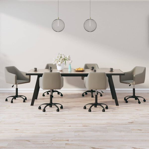 vidaXL Въртящи се трапезни столове, 6 бр, светлосиви, кадифе