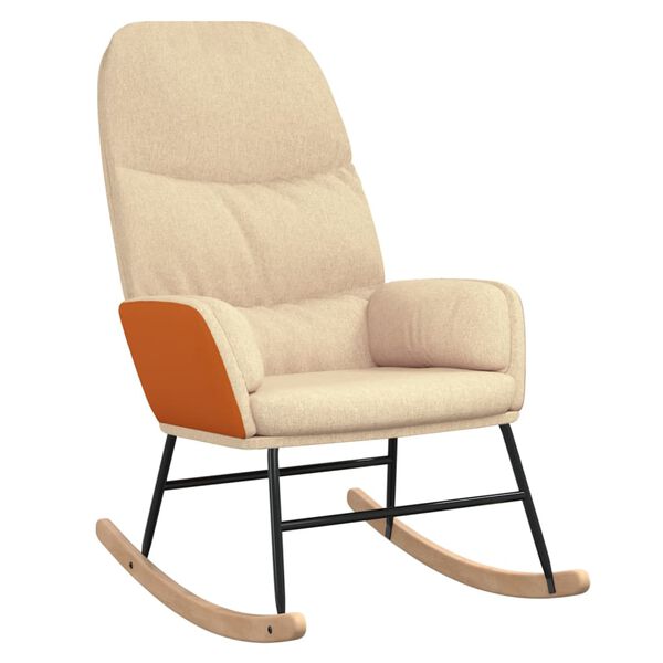 vidaXL Люлеещ се стол, кремаво-бял, текстил