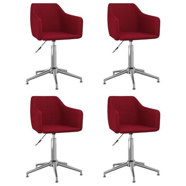 vidaXL Въртящи се трапезни столове, 4 бр, виненочервени, текстил