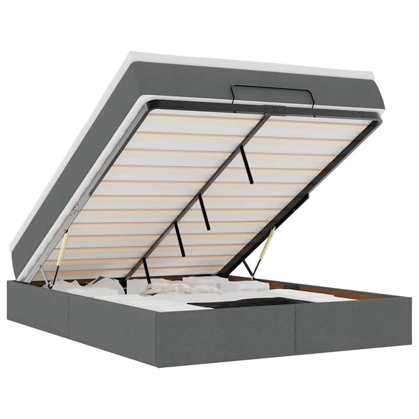 vidaXL Османско легло с матрак Тъмно сиво 140x190cm плат