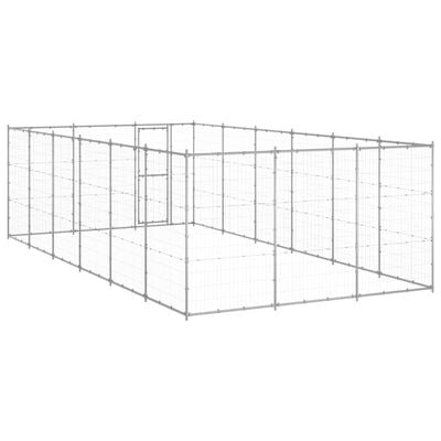 vidaXL Външна клетка за куче, поцинкована стомана, 21,78 м²
