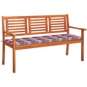 vidaXL 3-местна градинска пейка с възглавница, 150 cм, евкалипт масив