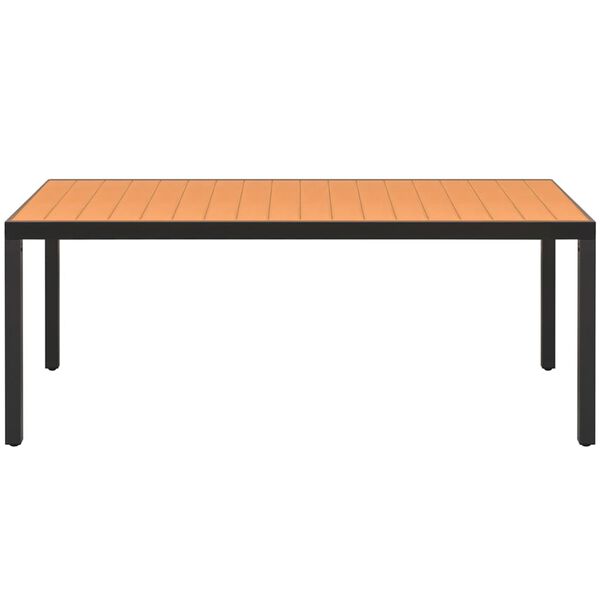 vidaXL Градински трапезен комплект, 9 части, PVC ратан, черно-кафяв