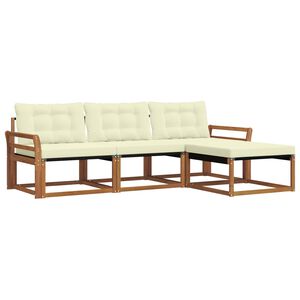 vidaXL Комплект дивани за открито 4 pcs Натурален и Крема