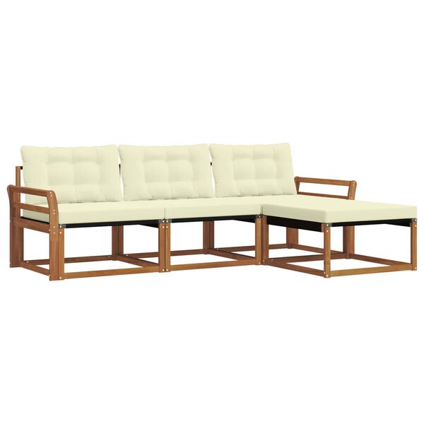 vidaXL Комплект дивани за открито 4 pcs Натурален и Крема