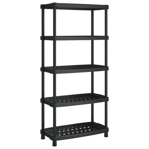 vidaXL Стелаж за съхранение с 5 рафта, черен, 93,5x45,5x194,5 см, PP