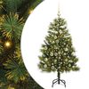 vidaXL Изкуствена коледна елха с хингед и шишарки Зелен 120 cm