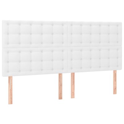 vidaXL Рамка за легло с табла, бяла, 160x200 см, изкуствена кожа