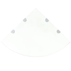 vidaXL Ъглов рафт с държачи в цвят хром, прозрачно стъкло, 45x45 см