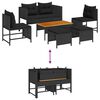 vidaXL Градински Софа Комплект с възглавница 6 pcs Черно полиратан