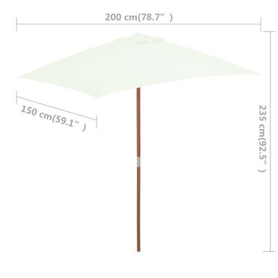 vidaXL Градински чадър с дървен прът, 150x200 см, пясъчен