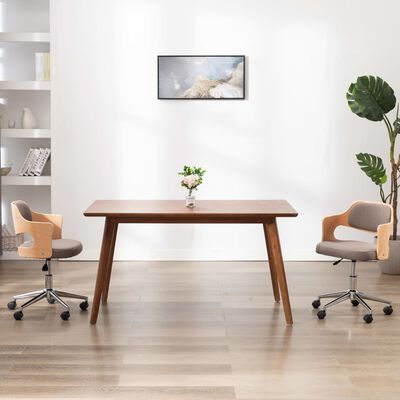 vidaXL Въртящ офис стол, таупе, извито дърво и текстил