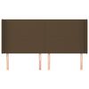 vidaXL Горна табла за легло с уши, тъмнокафява,203x16x118/128 см, плат
