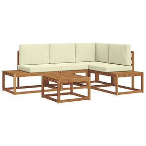 vidaXL Комплект дивани за открито 5 Брой Натурален и Крема