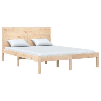 vidaXL Рамка за легло, дърво масив, 135x190 cм, Double