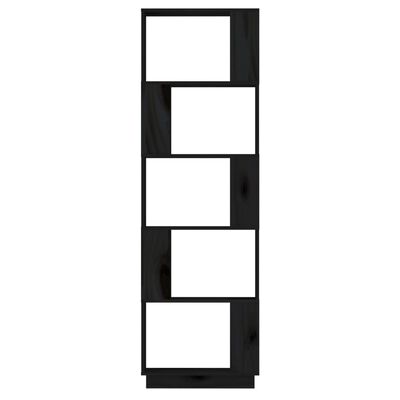 vidaXL Библиотека/разделител за стая, черна, 51x25x163,5 см, бор масив