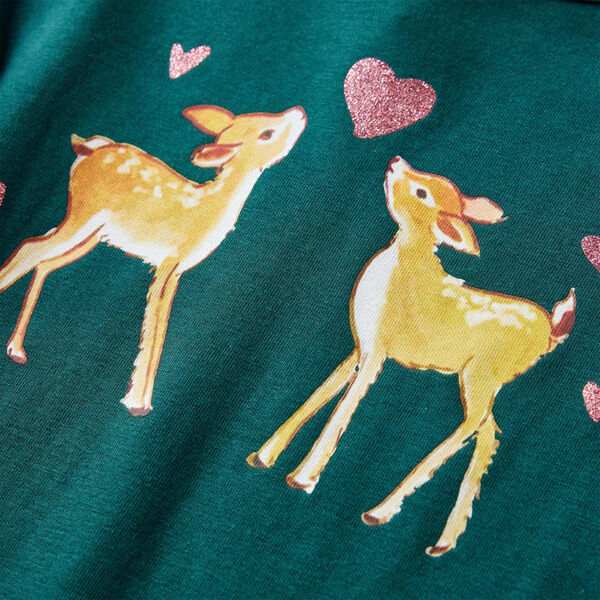 Детска тениска с дълъг ръкав, тъмнозелена, 140