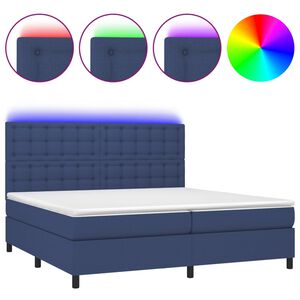 vidaXL Боксспринг легло с матрак и LED, синя, 200x200 см, плат