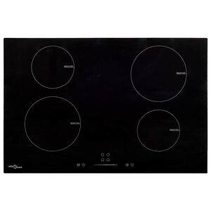 vidaXL Индукционен плот с 4 котлона, сензорен контрол, 77 см, 7000 W