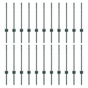 vidaXL Стълб за ограда. 22 pcs Зелен 100 cm Стомана