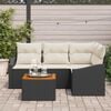vidaXL Градински Софа Комплект 5 pcs Черен и кремав полиратан