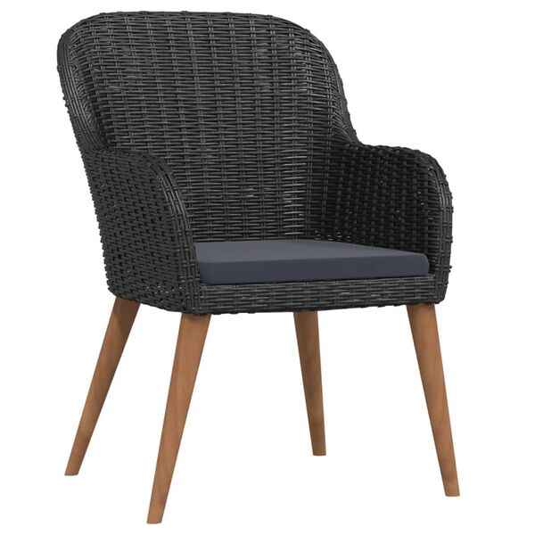 vidaXL Градински трапезен комплект от 3 части с възглавници черен