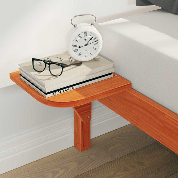 vidaXL Легло с нощни шкафчета Кафяво с восъчно покритие 180 x 210 cm