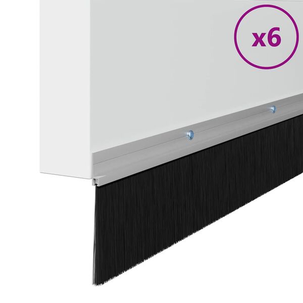 vidaXL Запечатващи четки за врата с винтово закрепване 6 pcs Сребрист